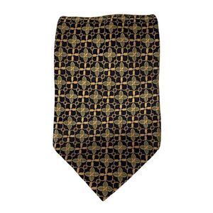 Setazone Men's Neck Tie Silk Floral Black Gold Floral 62"‎ Handmade